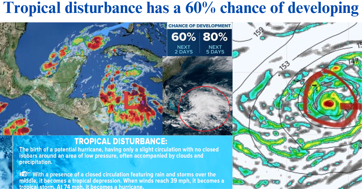 Tropical disturbance has a 60% chance of developing