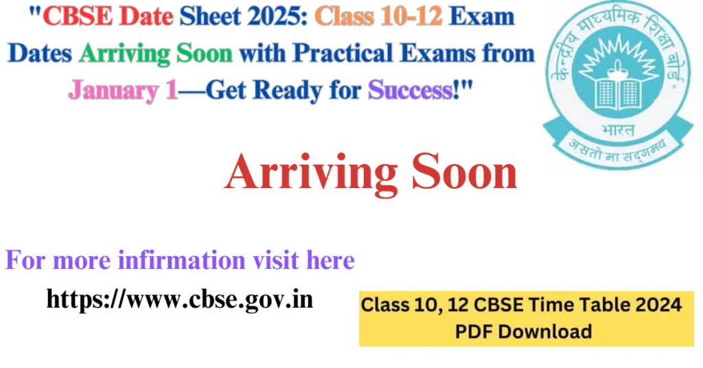 "CBSE Date Sheet 2025: Class 10-12 Exam Dates Arriving Soon with Practical Exams from January 1—Get Ready for Success!"