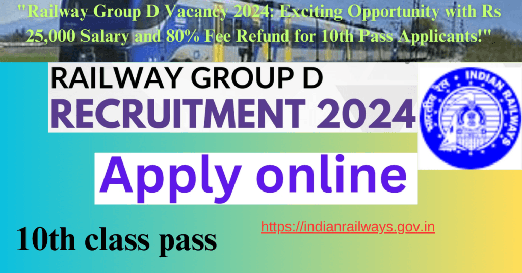 "Railway Group D Vacancy 2024: Exciting Opportunity with Rs 25,000 Salary and 80% Fee Refund for 10th Pass Applicants!"