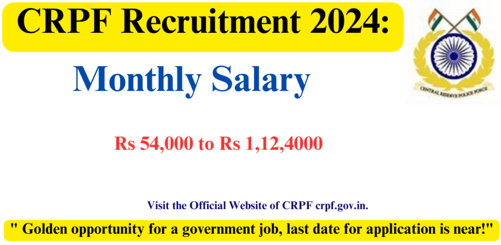 "CRPF Recruitment 2024: Golden opportunity for a government job, last date for application is near!"