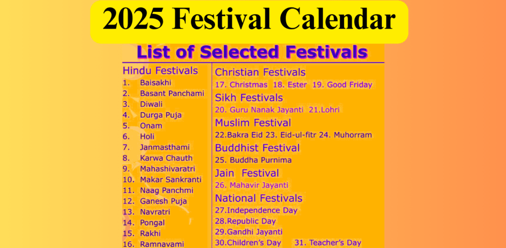 2025 Festival Calendar