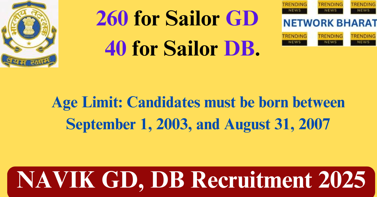 NAVIK GD, DB Recruitment 2025: Indian Coast Guard has released the ...