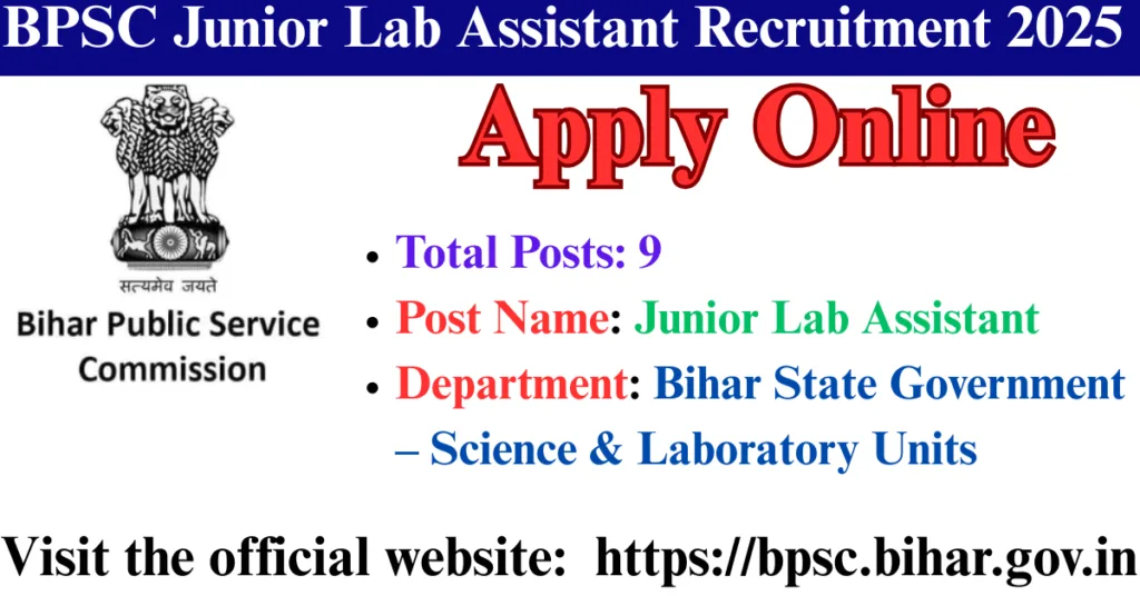 BPSC Junior Lab Assistant Recruitment 2025
