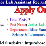 BPSC Junior Lab Assistant Recruitment 2025