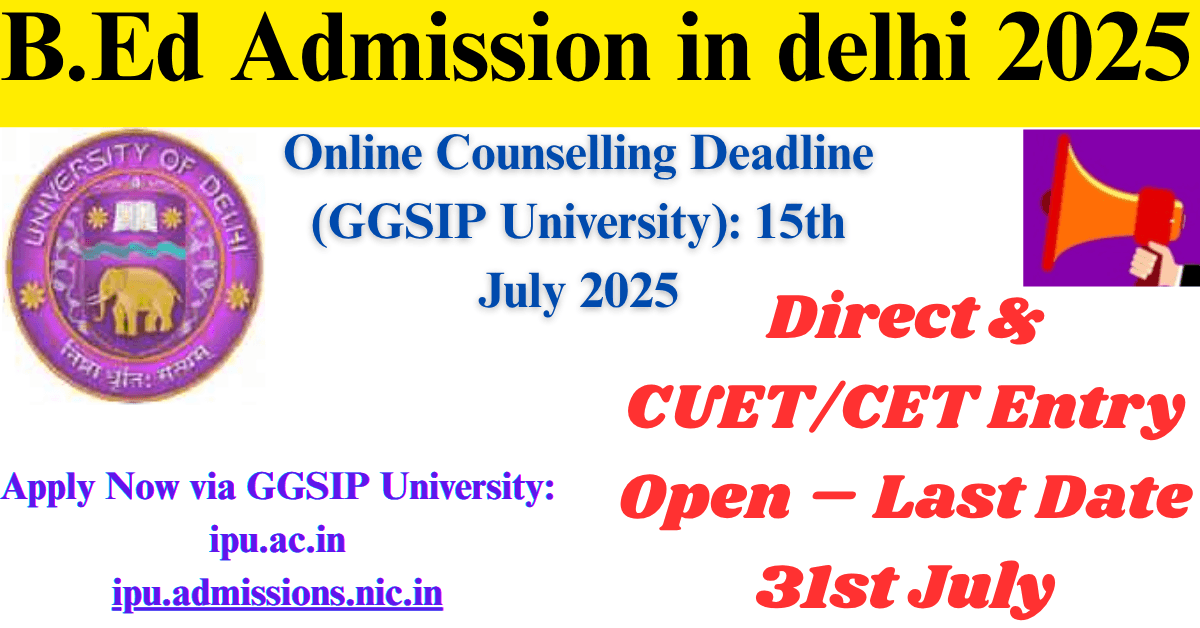 B.Ed Admission in delhi 2025