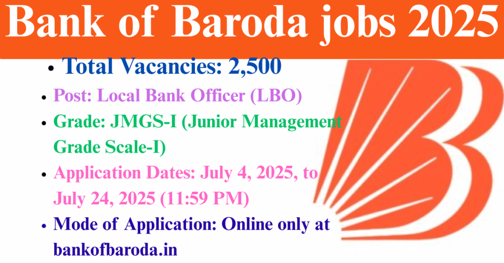 Bank of Baroda jobs 2025