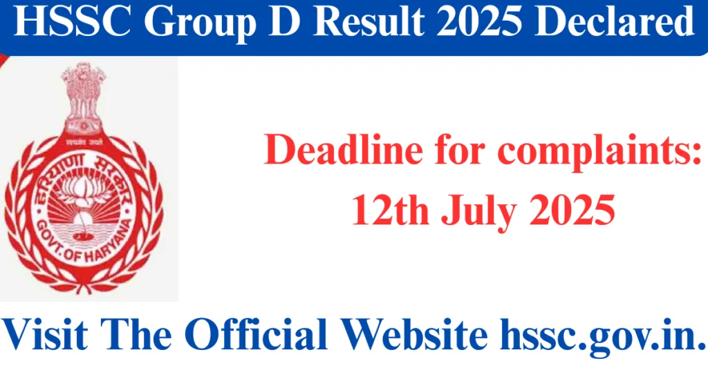 HSSC Group D Result 2025 Declared