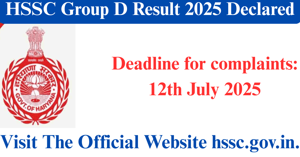 HSSC Group D Result 2025 Declared