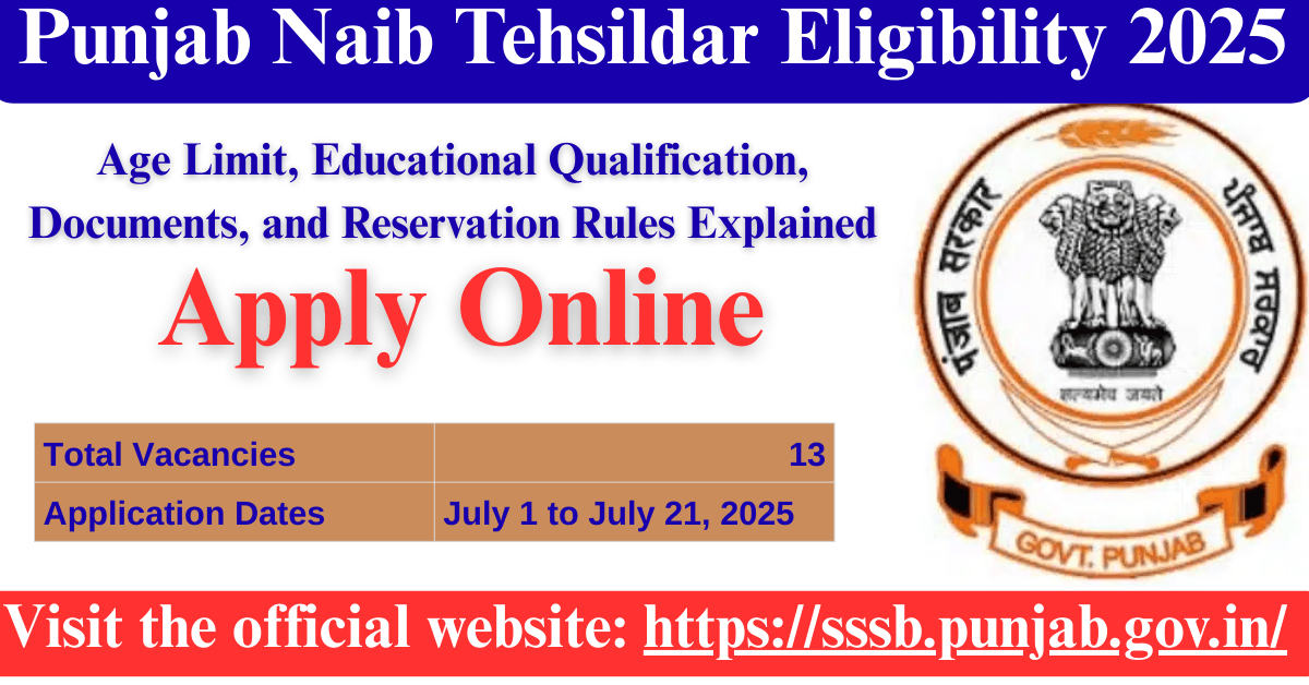 Punjab Naib Tehsildar Eligibility 2025