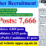 UP Teacher Recruitment 2025: Big Opportunity with 7,666 Vacancies β Apply at uppsc.up.nic.in UP Teacher Recruitment