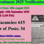 DSSSB Recruitment 2025 Notification: Apply Online for 615 Exciting Vacancies Across 34 Posts | Complete Details Inside DSSSB Recruitment 2025 Notification