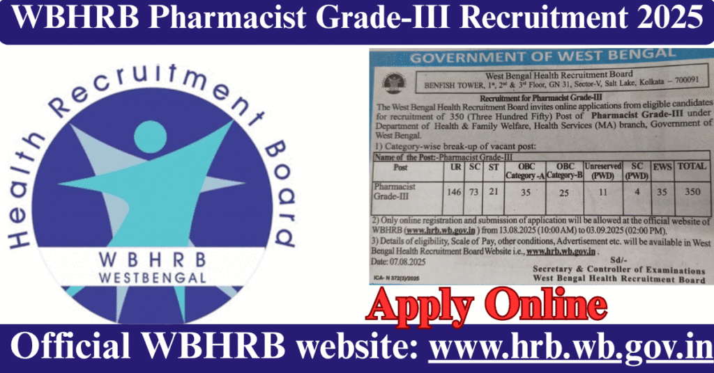 WBHRB Pharmacist Grade-III Recruitment 2025