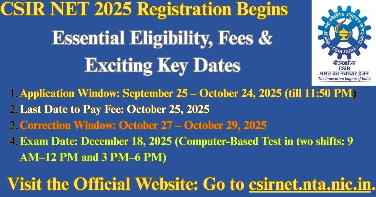 CSIR NET 2025 Registration Begins