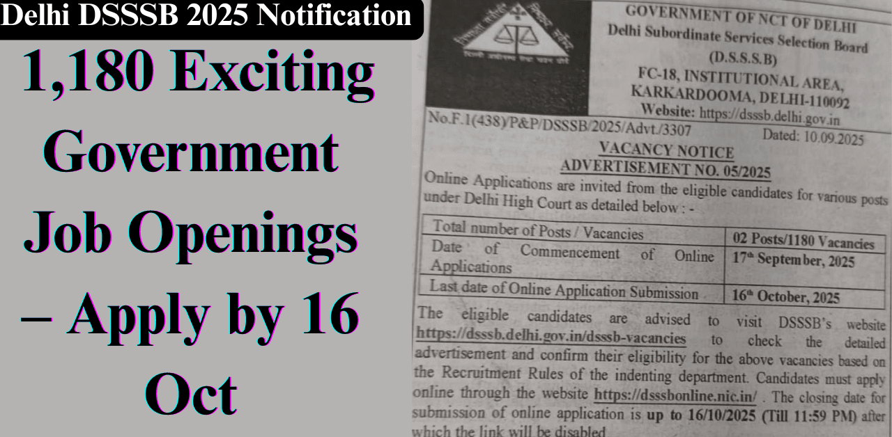 Delhi DSSSB 2025 Notification