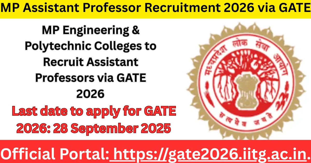 MP Assistant Professor Recruitment 2026 via GATE