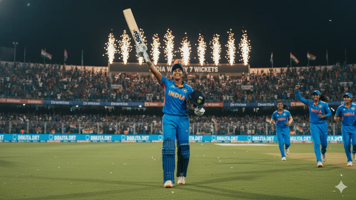 Jemimah Rodrigues celebrates after India’s 339-run chase against Australia — the highest successful run chase women's ODI history India vs Australia 339.