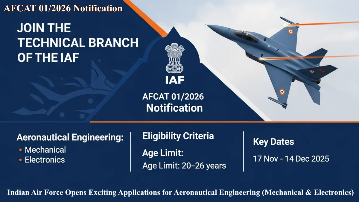 AFCAT 01/2026 Notification: Indian Air Force Opens Exciting Applications for Aeronautical Engineering (Mechanical & Electronics)