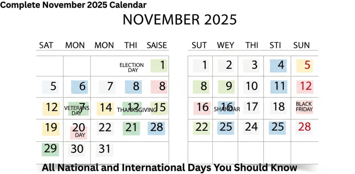 Complete November 2025 Calendar
