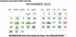 Complete November 2025 Calendar: All National and International Days ...