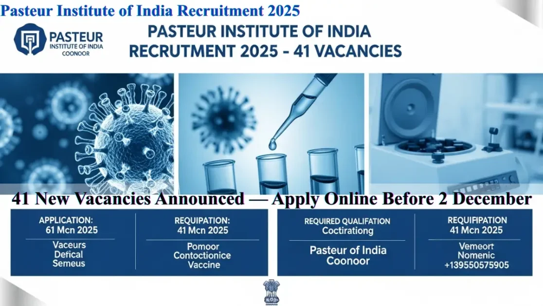 Pasteur Institute of India Recruitment 2025