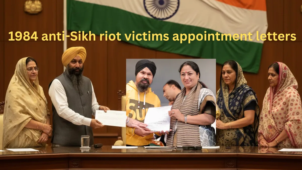 Delhi Chief Minister Rekha Gupta hands appointment letters to families of 1984 anti-Sikh riot victims in a historic justice initiative.