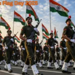 Indian Army soldiers marching during Armed Forces Flag Day 2025 parade to honour martyrs, veterans and serving soldiers of India