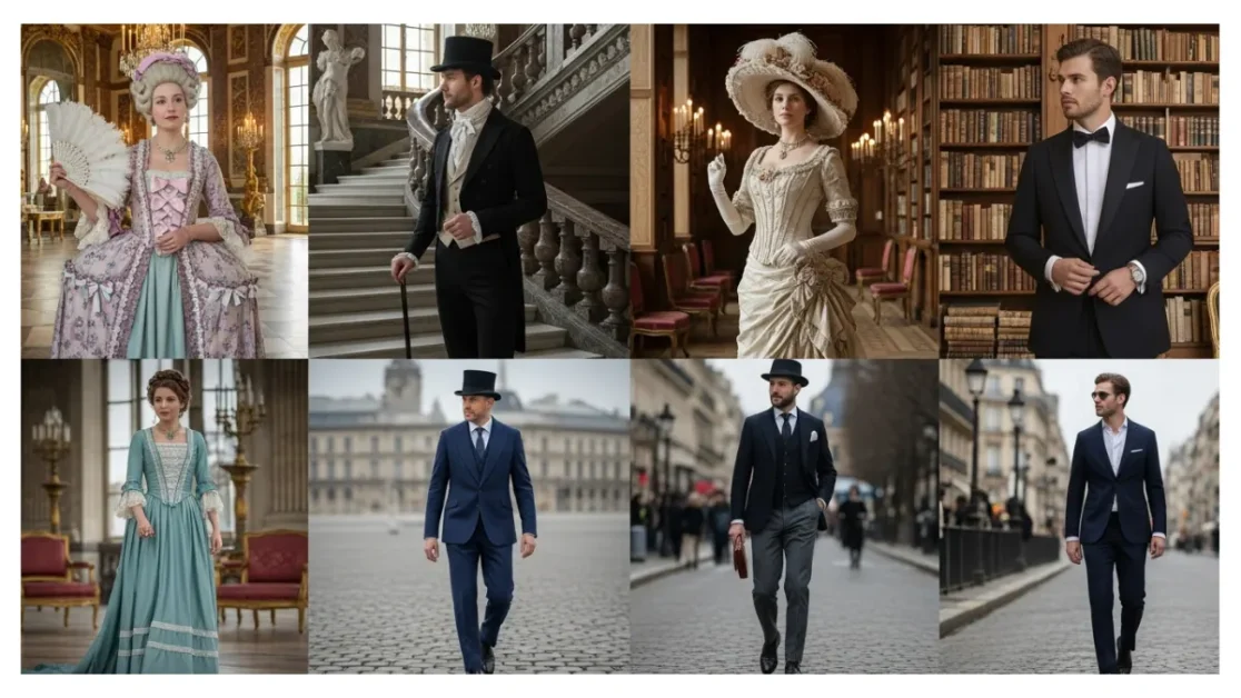 French Classic Fashion Gemini AI Prompts showcasing traditional French outfits