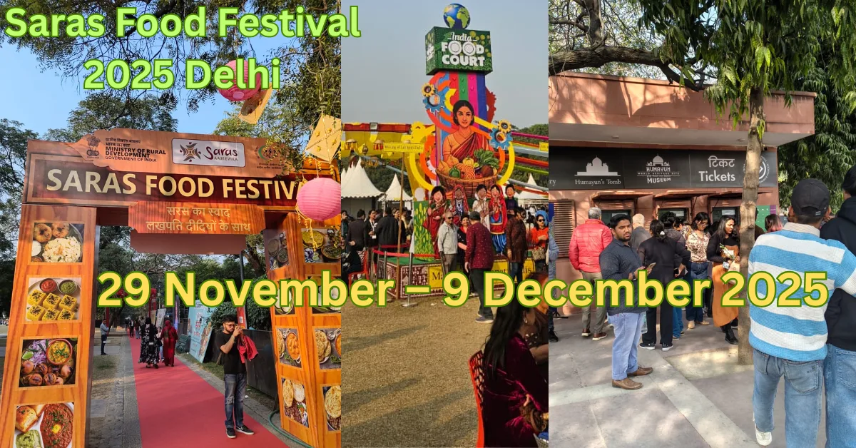 Saras Aajeevika Food Festival 2025 at Sundar Nursery Delhi featuring Lakhpati Didi food stalls