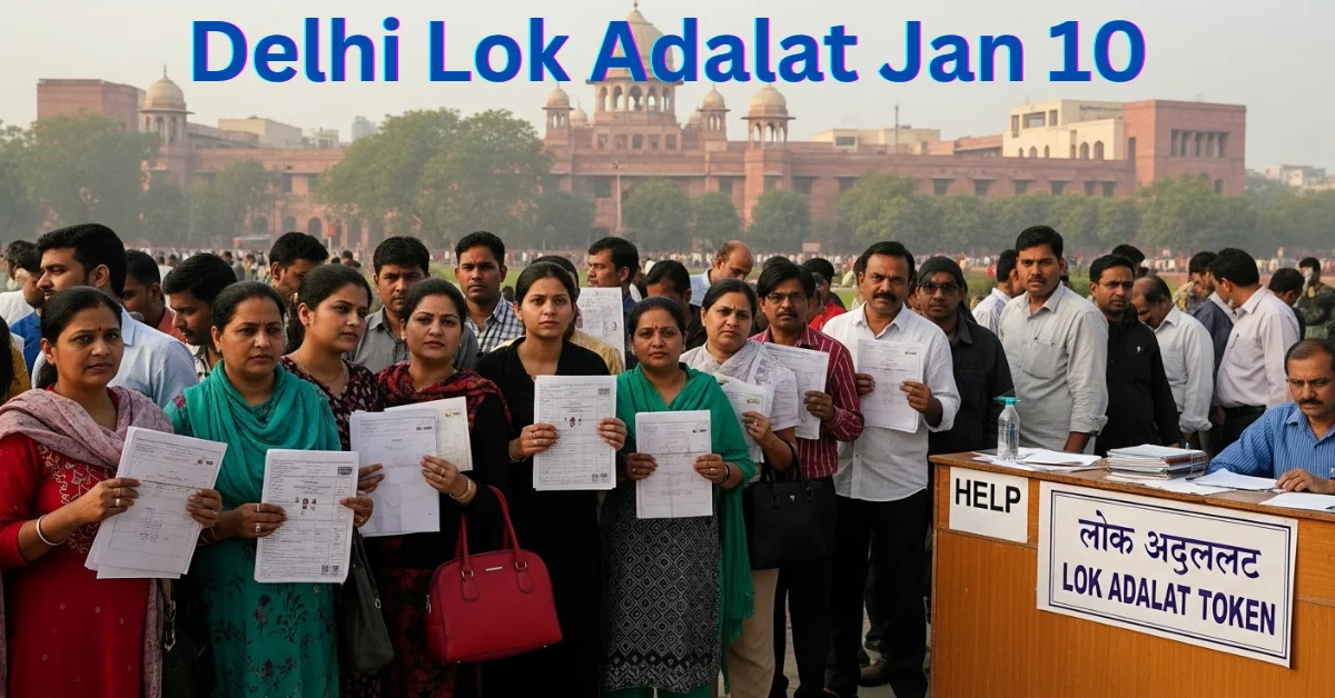 Delhi Lok Adalat on January 10 with citizens booking tokens and settling traffic challan cases at a court complex