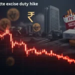 Cigarette stocks fall sharply after India announces new excise duty, impacting ITC and Godfrey Phillips shares.