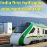 India’s first hydrogen-powered train during trial run at Jind railway junction in Haryana, showcasing zero-emission green rail technology