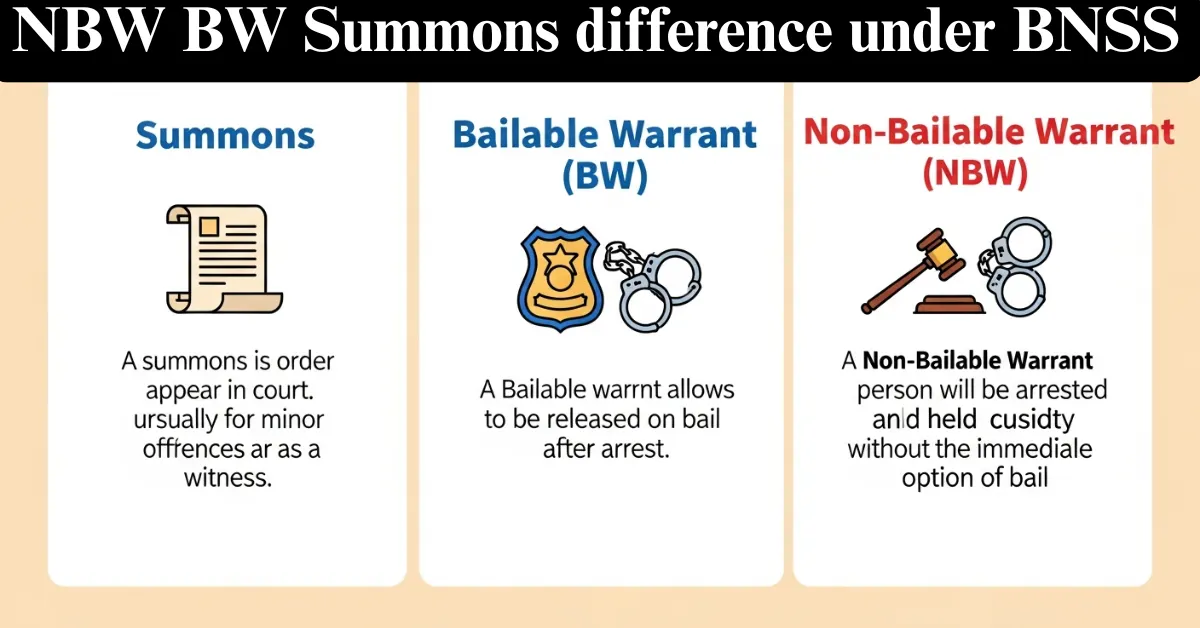 NBW BW Summons difference under BNSS