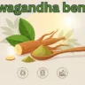Ashwagandha root and powder showing Ayurvedic herb benefits for stress relief, better sleep, reduced anxiety, and strong immunity