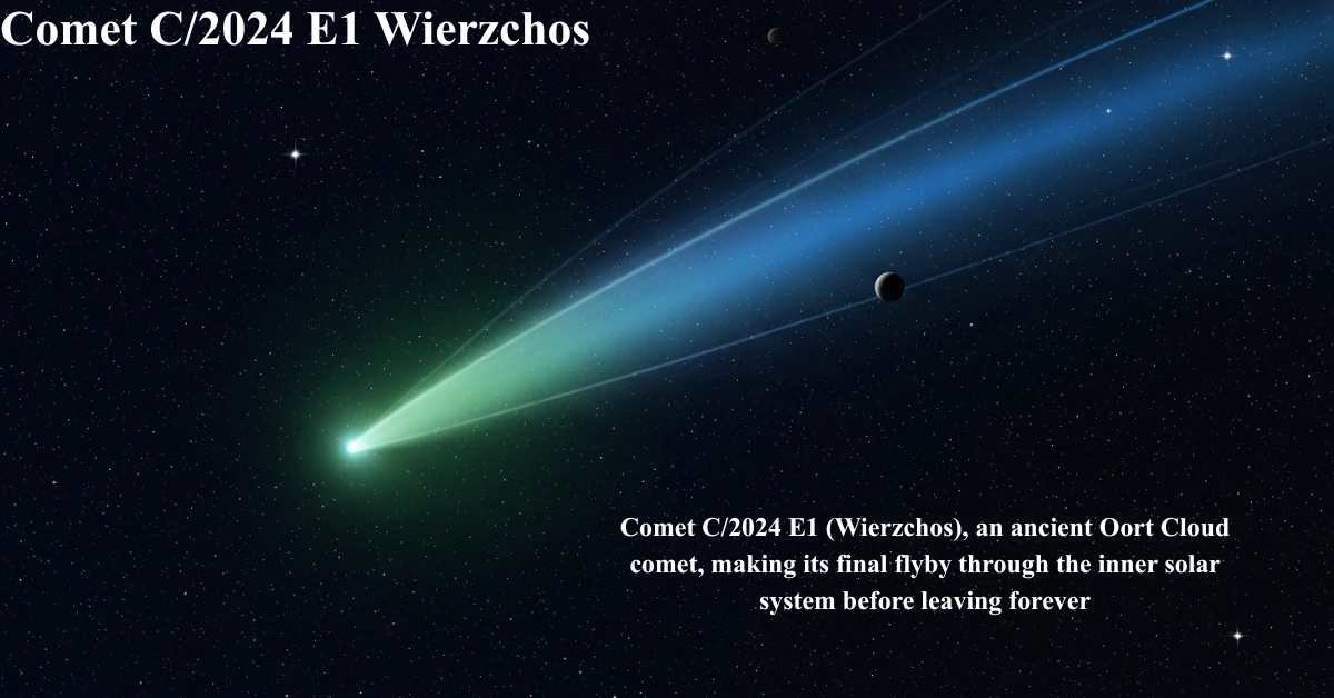 Comet C/2024 E1 (Wierzchos), an ancient Oort Cloud comet, making its final flyby through the inner solar system before leaving forever
