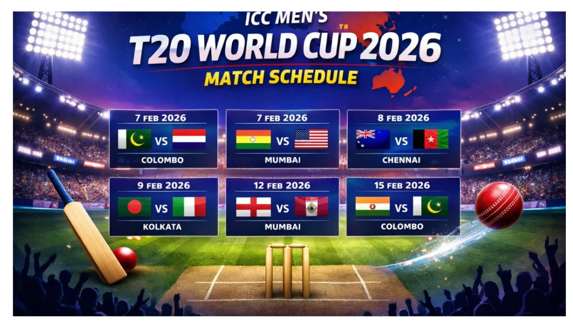 ICC Men’s T20 World Cup 2026 schedule with match dates and venues