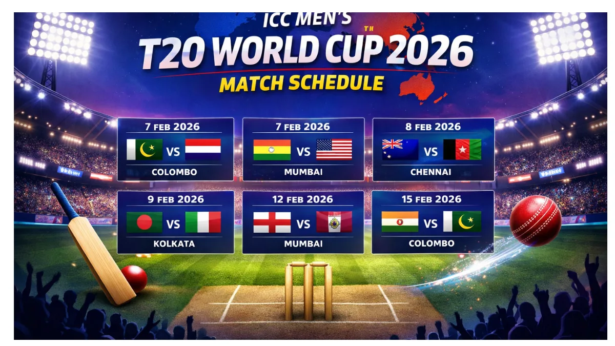 ICC Men’s T20 World Cup 2026 schedule with match dates and venues
