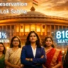 Women Reservation Bill 2026 showing Indian Parliament with 33 percent women quota and Lok Sabha expansion to 816 seats